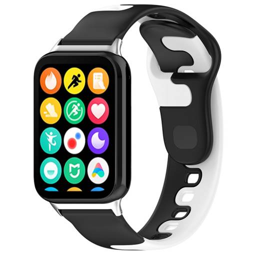 Foto - eses Silikónový remienok pre Xiaomi Redmi Watch 4 a Xiaomi Smart Band 8 Pro - Čierno biely