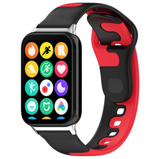 Foto - eses Silikónový remienok pre Xiaomi Redmi Watch 4 a Xiaomi Smart Band 8 Pro - Čierno červený