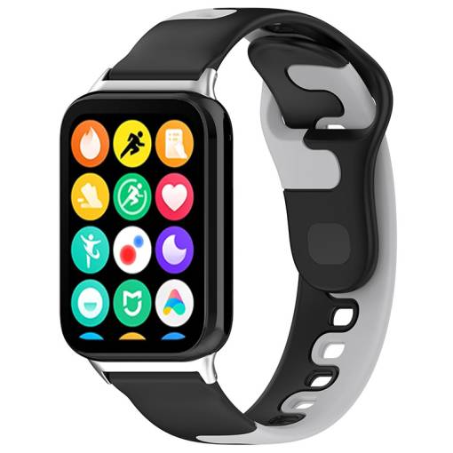 Foto - eses Silikónový remienok pre Xiaomi Redmi Watch 4 a Xiaomi Smart Band 8 Pro - Čierno sivý