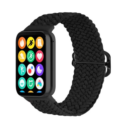 Foto - eses Pletený nylonový remienok pre Xiaomi Redmi Watch 4 a Xiaomi Smart Band 8 Pro - Čierny