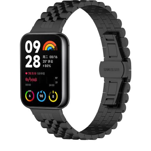 Foto - eses Kovový remienok pre Xiaomi Redmi Watch 4 a Xiaomi Smart Band 8 Pro - Čierny