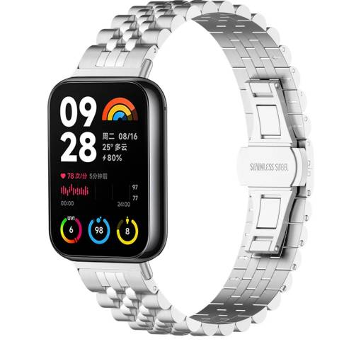 Foto - eses Kovový remienok pre Xiaomi Redmi Watch 4, Smart Band 8 Pro a 9 Pro - Strieborný