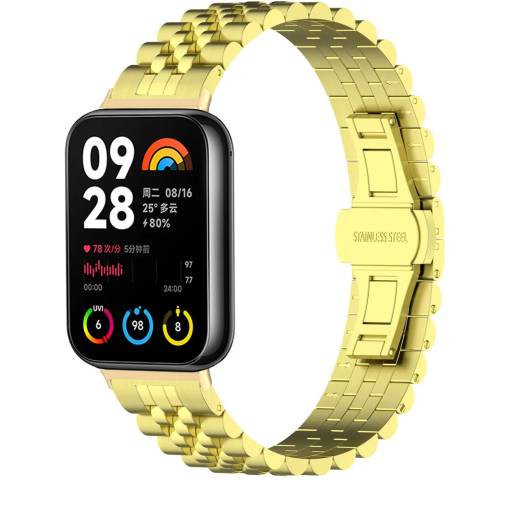 Foto - eses Kovový remienok pre Xiaomi Redmi Watch 4 a Xiaomi Smart Band 8 Pro - Zlatý