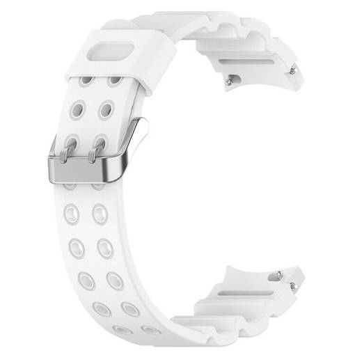 Foto - eses Silikónový dvojradový dierkovaný remienok pre Samsung Galaxy Watch 4, 5, 6, 7 - Biely, 20 mm