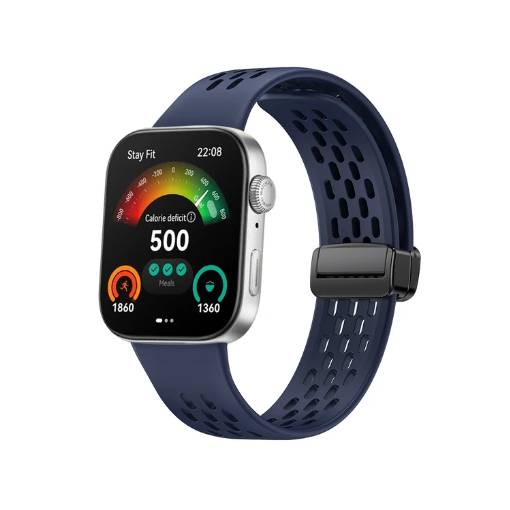 Foto - eses Silikónový dierkovaný remienok s magnetickou prackou pre Huawei Watch Fit 3 - Modrý