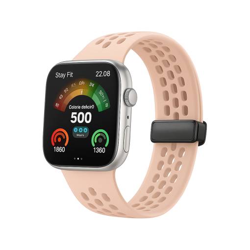Foto - eses Silikónový dierkovaný remienok s magnetickou prackou pre Huawei Watch Fit 3, 4 a 4 Pro - Ružový