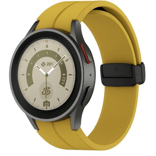 Foto - eses Silikónový remienok s magnetickou sponou pre Samsung Galaxy Watch 4, 5, 6, 7 - Žltý