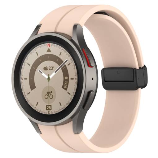 Foto - eses Silikónový remienok s magnetickou sponou pre Samsung Galaxy Watch 4, 5, 6, 7 - Béžový