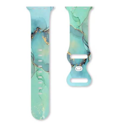 Foto - eses Silikónový mramorový remienok pre Apple Watch - Tyrkysový, 38mm, 40mm, 41mm