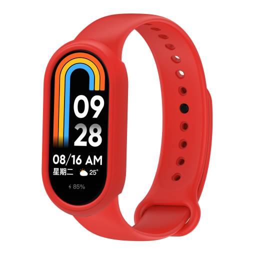 Foto - eses Silikónový remienok a rámček pre Xiaomi Smart Band 8 a 9 - Červený