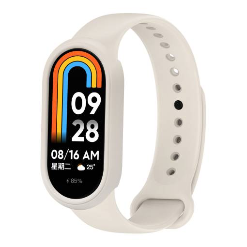 Foto - eses Silikónový remienok a rámček pre Xiaomi Smart Band 8 a 9 - Béžový