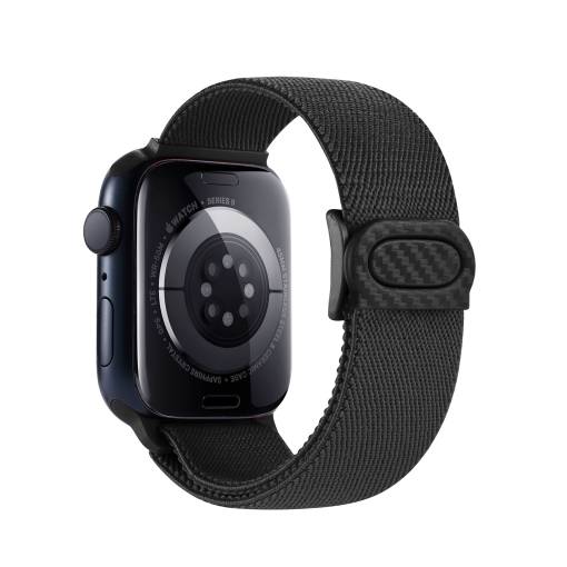 Foto - eses Nylonový elastický remínek pro Apple Watch - Černý 42mm, 44mm, 45mm, 49mm