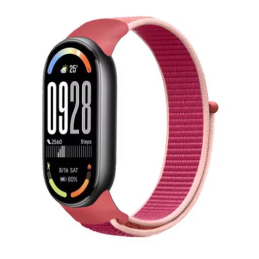 Foto - eses Nylonový remienok pre Xiaomi Smart Band 8, 9 a 10 - Rúžovo červený