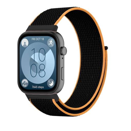 Foto - eses Nylonový remienok pre Huawei Watch Fit 3, 4 a 4 Pro - Čierno oranžový