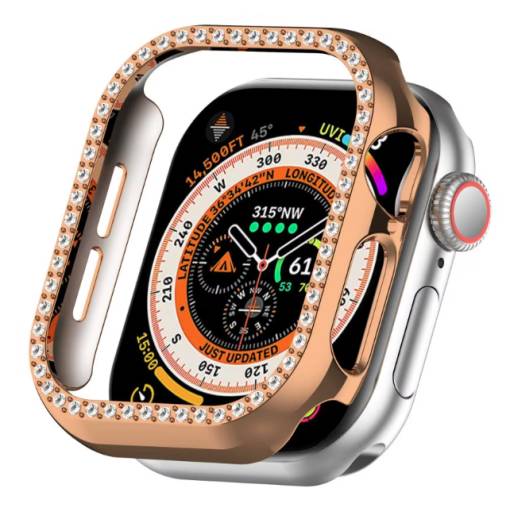 Foto - Ochranný rámček s kamienkami pre Apple Watch 10, 46 mm - čierny