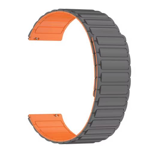 Foto - eses Magnetický silikonový řemínek - Šedo oranžový, 22 mm