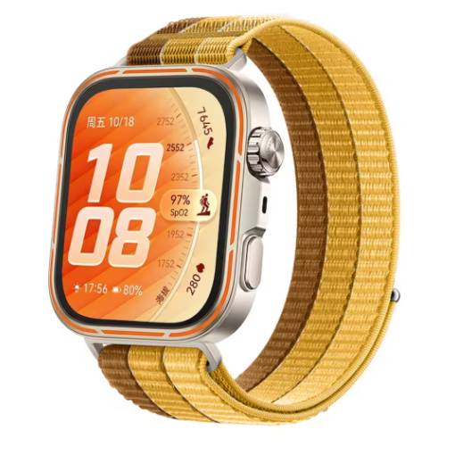 Foto - eses Silikónový remienok s prúžkom pre Huawei Watch Fit 3, 4, 4 Pro, 5 a 5 Pro - Béžovo oranžový
