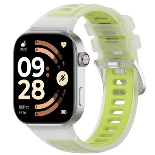 Foto - eses Silikonový remienok pre Xiaomi Redmi Watch 4, 5, 6 a Smart Band 8 Pro, 9 Pro a 10 Pro - Zelený, transparentní