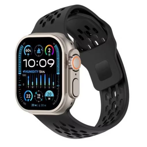 Foto - eses Silikónový remienok pre Apple Watch so šikmými koncovkami - Čierny 38mm, 40mm, 41mm, 42mm