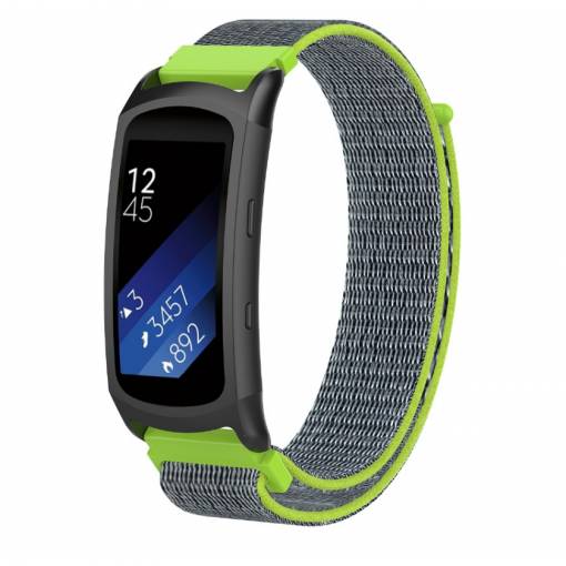 Foto - eses Nylonový remienok pre Samsung Gear Fit 2 - Neónový zeleno sivý