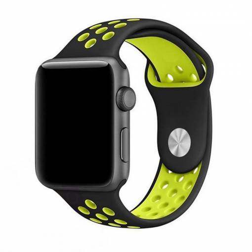 Foto - eses športový remienok pre Apple Watch čierny/žltý 42mm/44mm/45mm