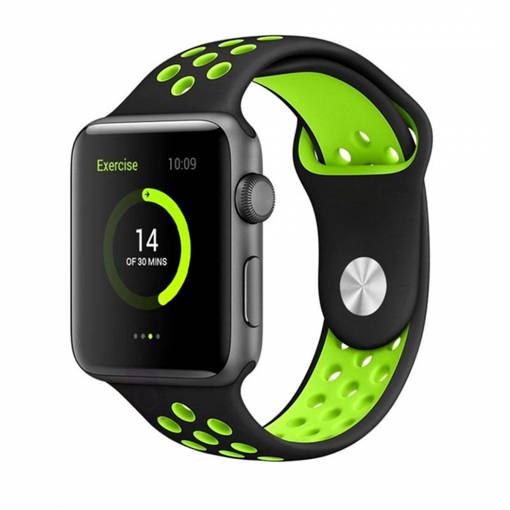 Foto - eses Sportovní řemínek 42mm/44mm černý/zelený pro Apple Watch