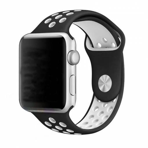 Foto - eses športový remienok pre Apple Watch čierny/biely 42mm/44mm/45mm