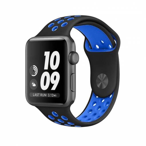 Foto - eses Sportovní řemínek 42mm/44mm černý/modrý pro Apple Watch