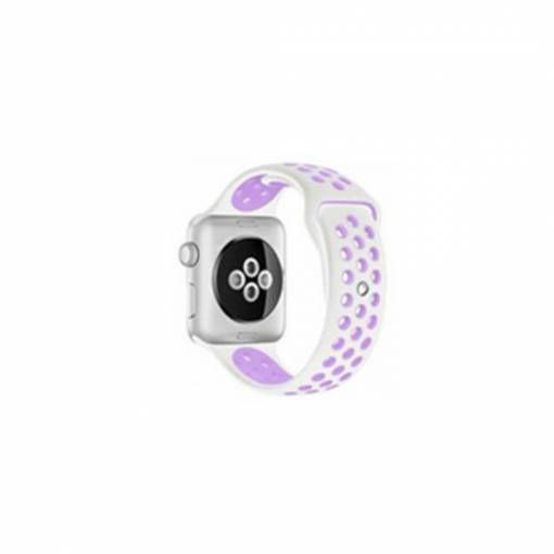 Foto - eses športový remienok pre Apple Watch biely/fialový 42mm/44mm/45mm