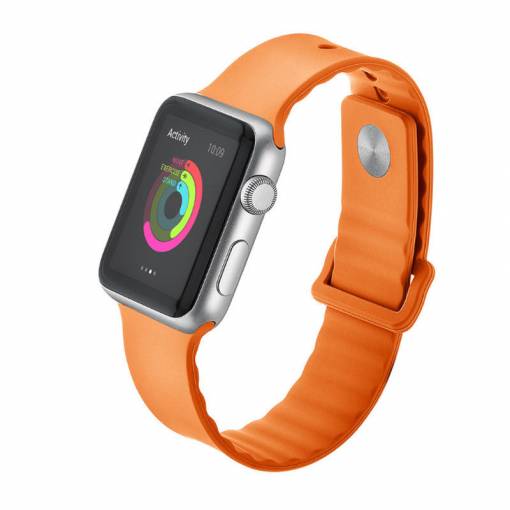 Foto - eses silikónový vlnitý remienok pre Apple Watch oranžový 42mm/44mm/45mm