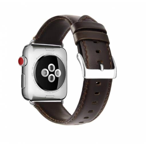 Foto - eses Kožený remienok pre Apple Watch - Tmavo hnedý, 42mm/44mm/45mm/49mm