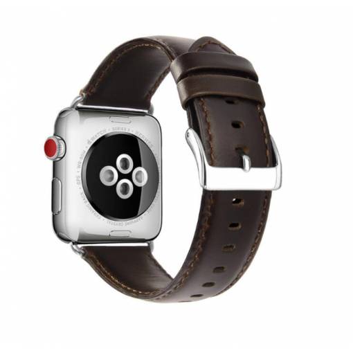 Foto - eses Kožený remienok pre Apple Watch - Tmavo hnedý, 42mm/44mm/45mm/49mm