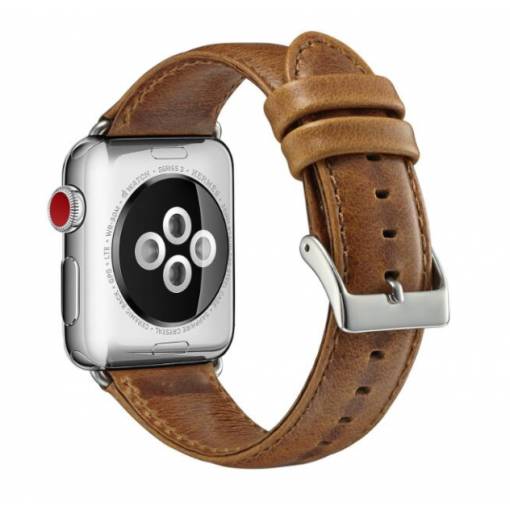 Foto - eses Kožený remienok pre Apple Watch - Svetlo hnedý 42mm, 44mm, 45mm, 49mm