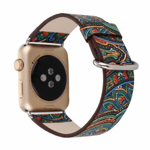 Foto - eses kožený folk remienok pre Apple Watch zelený 42mm/44mm/45mm