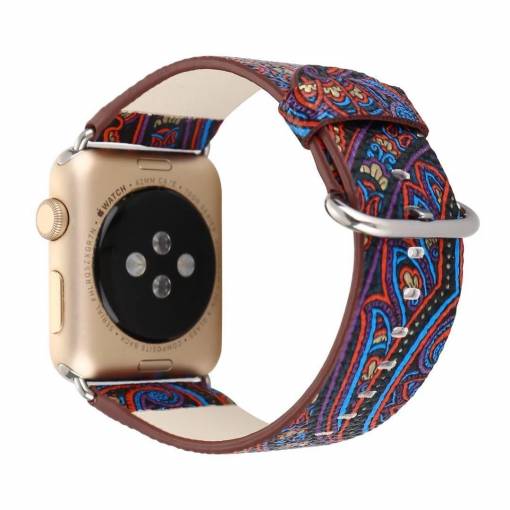 Foto - eses kožený folk remienok pre Apple Watch modrý 42mm/44mm/45mm