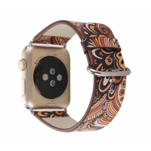 Foto - eses kožený folk remienok pre Apple Watch hnedooranžový 38mm/40mm/41mm