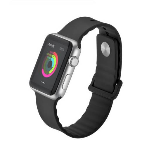 Foto - eses silikónový vlnitý remienok pre Apple Watch čierny 42mm/44mm/45mm