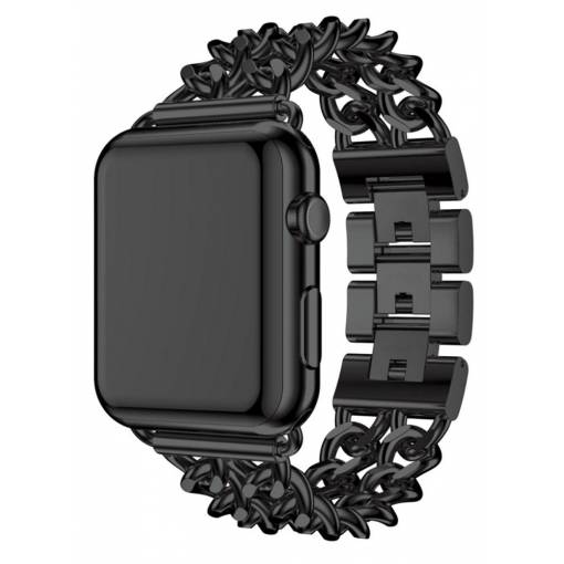 Foto - eses Kovový retiazkový remienok pre Apple Watch - Čierny 42mm, 44mm, 45mm, 49mm