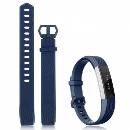 Foto - eses Silikónový remienok pre Fitbit Alta, Alta HR a Ace - Veľkosť L, tmavo modrý