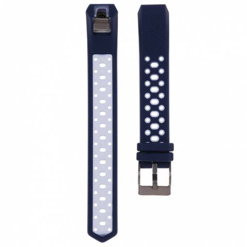 Foto - Dírkovaný silikonový řemínek tmavě modro bílý pro Fitbit Alta HR