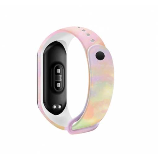 Foto - eses Náramok pre Xiaomi Mi Band 5, Mi Band 6 a Amazfit Band 5 - Vzorovaný, modro žltý