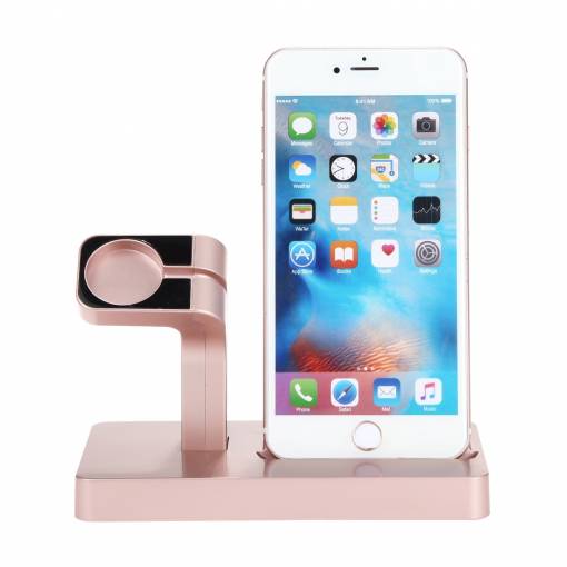 Foto - Nabíjací stojan pre iPhone a Apple Watch - Ružovo zlatý