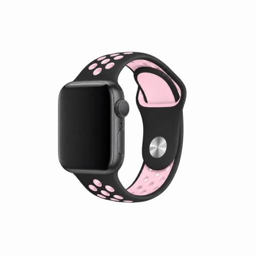 Foto - eses Silikónový remienok pre Apple Watch - Čierno ružový, S, M, L - 42mm, 44mm, 45mm, 49mm