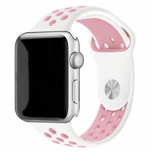 Foto - eses Silikónový remienok pre Apple Watch - Bielo ružový, S, M, L - 42mm, 44mm, 45mm, 49mm
