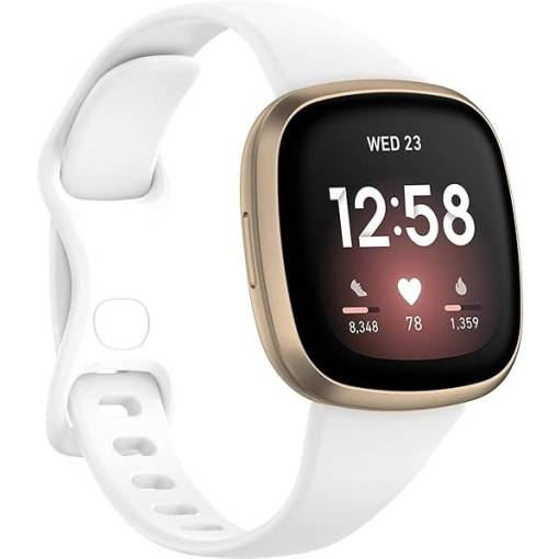 Foto - eses Silikónový remienok pre Fitbit Versa 3 a 4, Sense 1 a 2 - Veľkosť S, biely