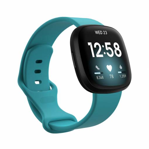 Foto - eses Silikónový remienok pre Fitbit Versa 3/4, Sense 1/2 - Veľkosť S, tyrkysový