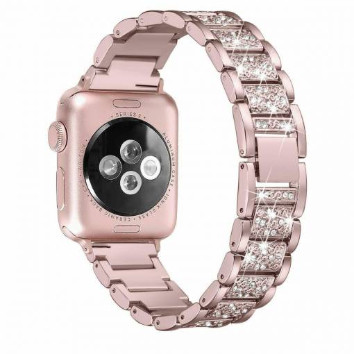 Foto - eses Kovový luxusný remienok pre Apple Watch - Ružový 42mm, 44mm, 45mm, 49mm