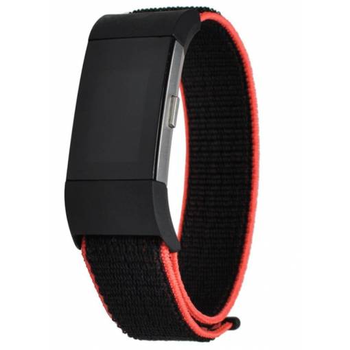 Foto - eses Nylonový remienok pre Fitbit Charge 2 - Čierno červená