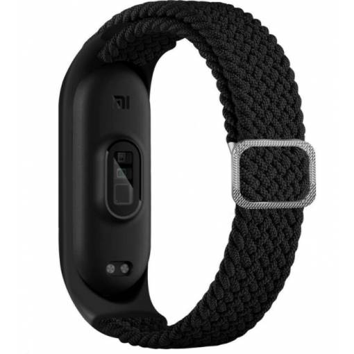 Foto - eses Tkaný elastický remienok pre Xiaomi Mi Band 3, 4, 5 a 6 - Čierny