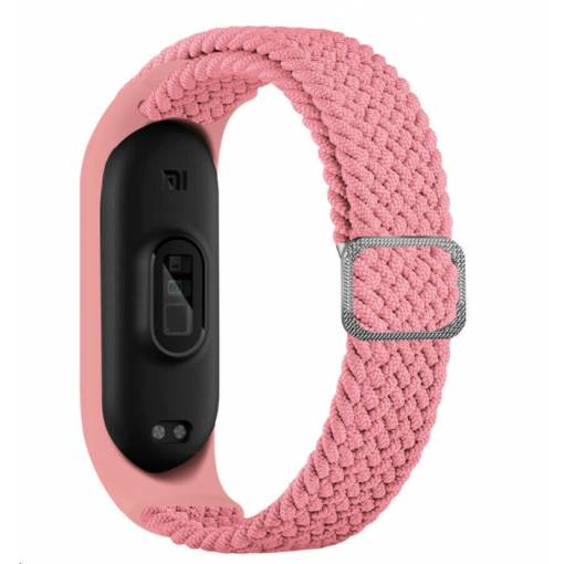 Foto - eses Tkaný elastický remienok pre Xiaomi Mi Band 3, 4, 5 a 6 - Ružový